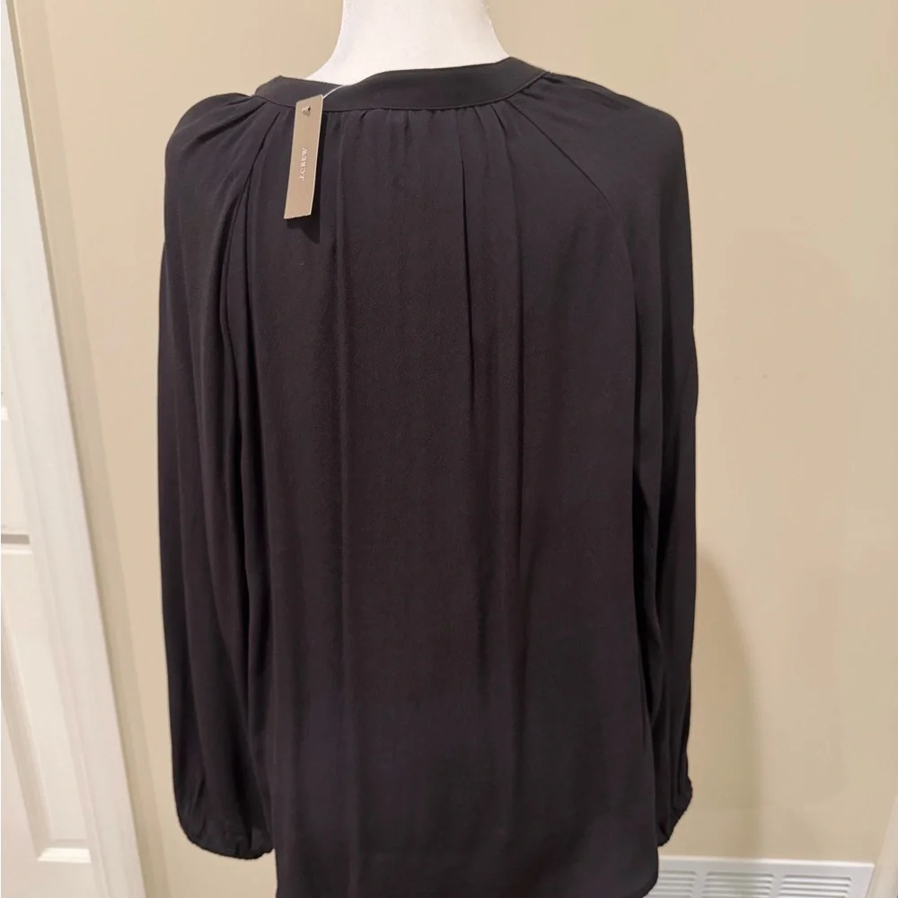 J. Crew Black Long-Sleeve Henley Blouse